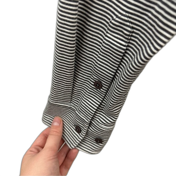 Joan Vass Grey & White Stripe Button-Up Mini Tunic Dress Size 2 - Picture 6 of 16